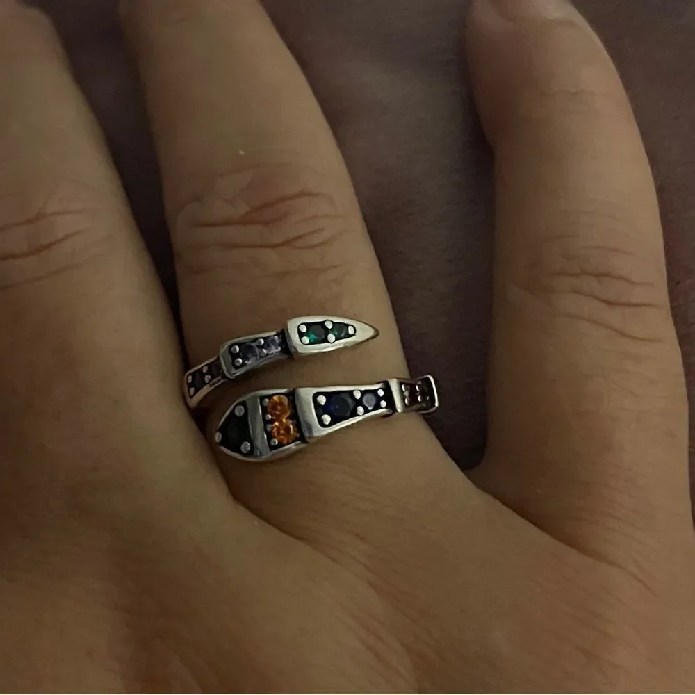 The Multi-Colored Serpent Ring in 925 silver